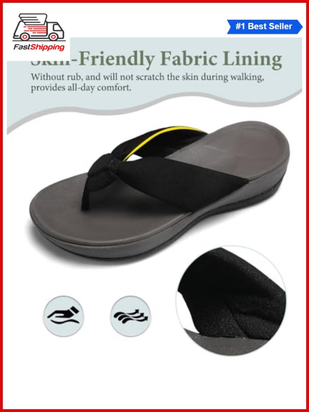 Wedge Thong Flip Flops Cushioned EVA Footbed Water Resistant Platform Sandals - Picture 3 of 6